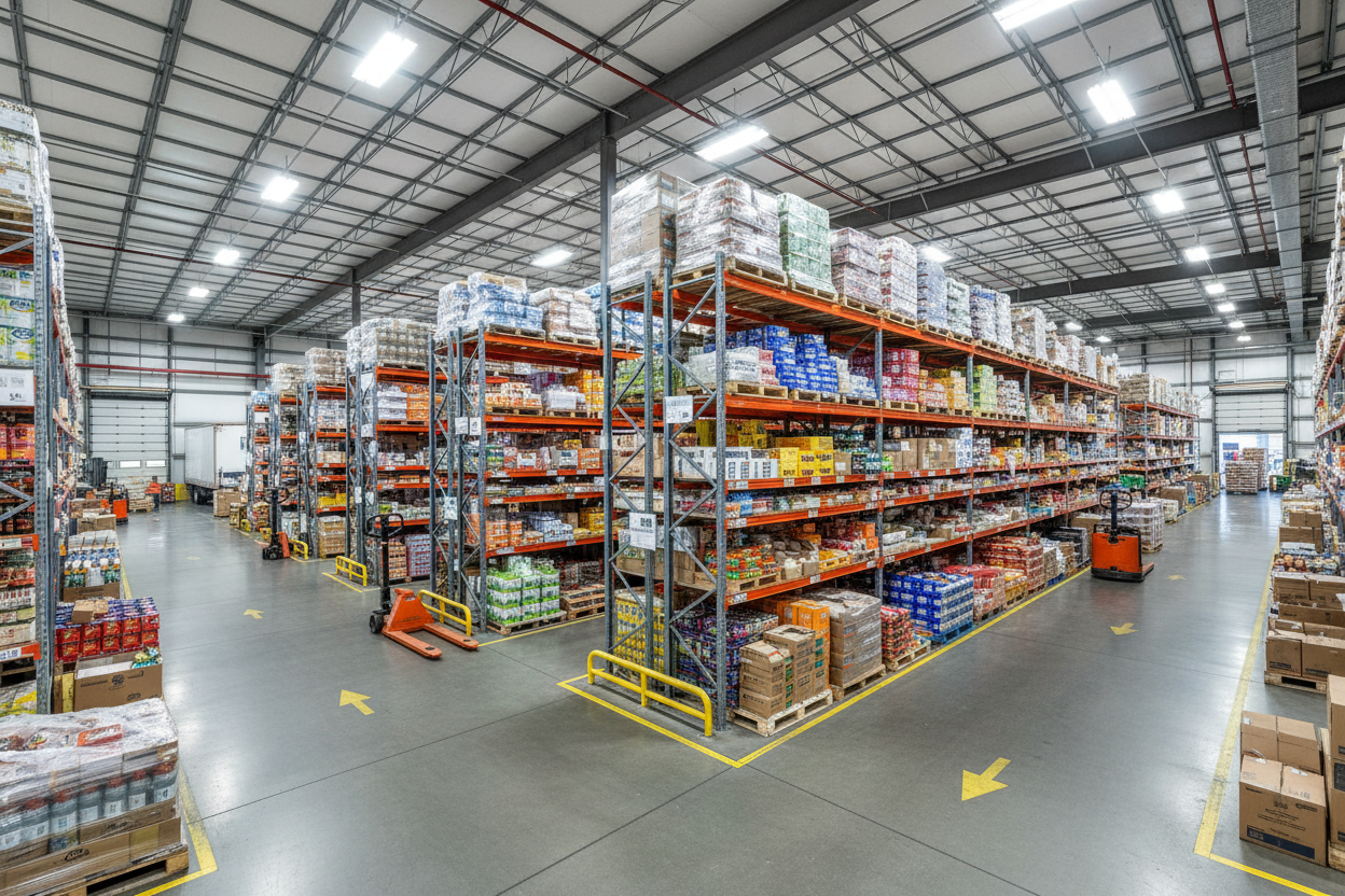 Large grocery warehouse set up
