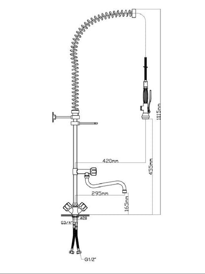 Infernus Commercial One Hole Pre Rinse Tap