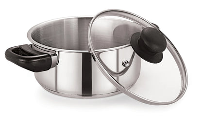 Stainless Steel Casserole Pot with Glass Lid 20cm/3L – Pack of 6