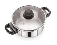 Stainless Steel Casserole Pot with Glass Lid 24cm/5L – Pack of 6