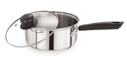 Stainless Steel Saucepan with Glass Lid 16cm/1.5L – Pack of 6