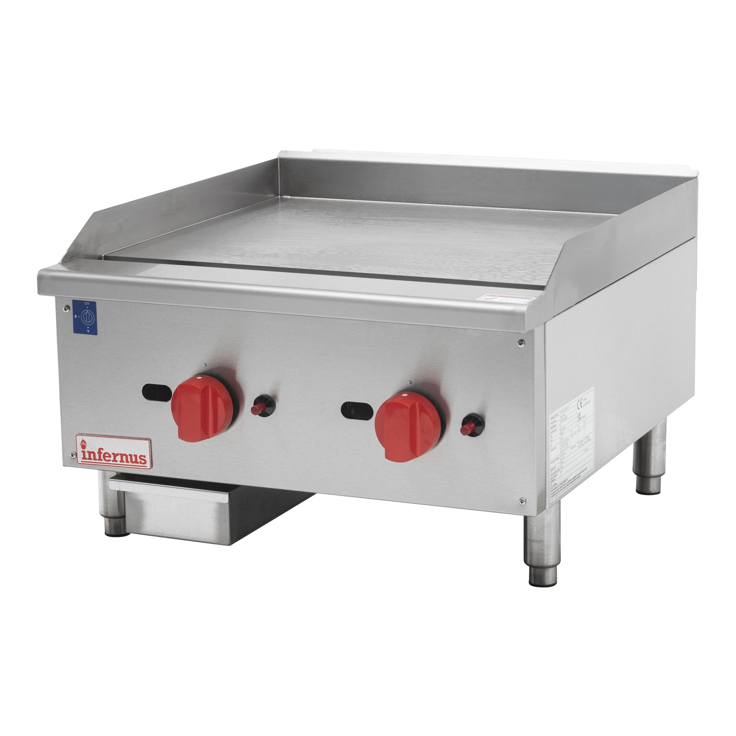 Infernus 2 Burner Heavy Duty 20mm Plate Gas Griddle – 60cm/24″
