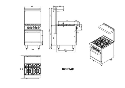 Infernus 4 Burner Range Oven with Splashback
