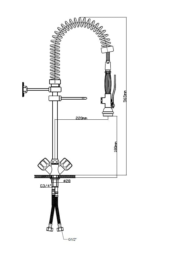 Infernus Commercial Mini Mixer Pre Rinse Tap
